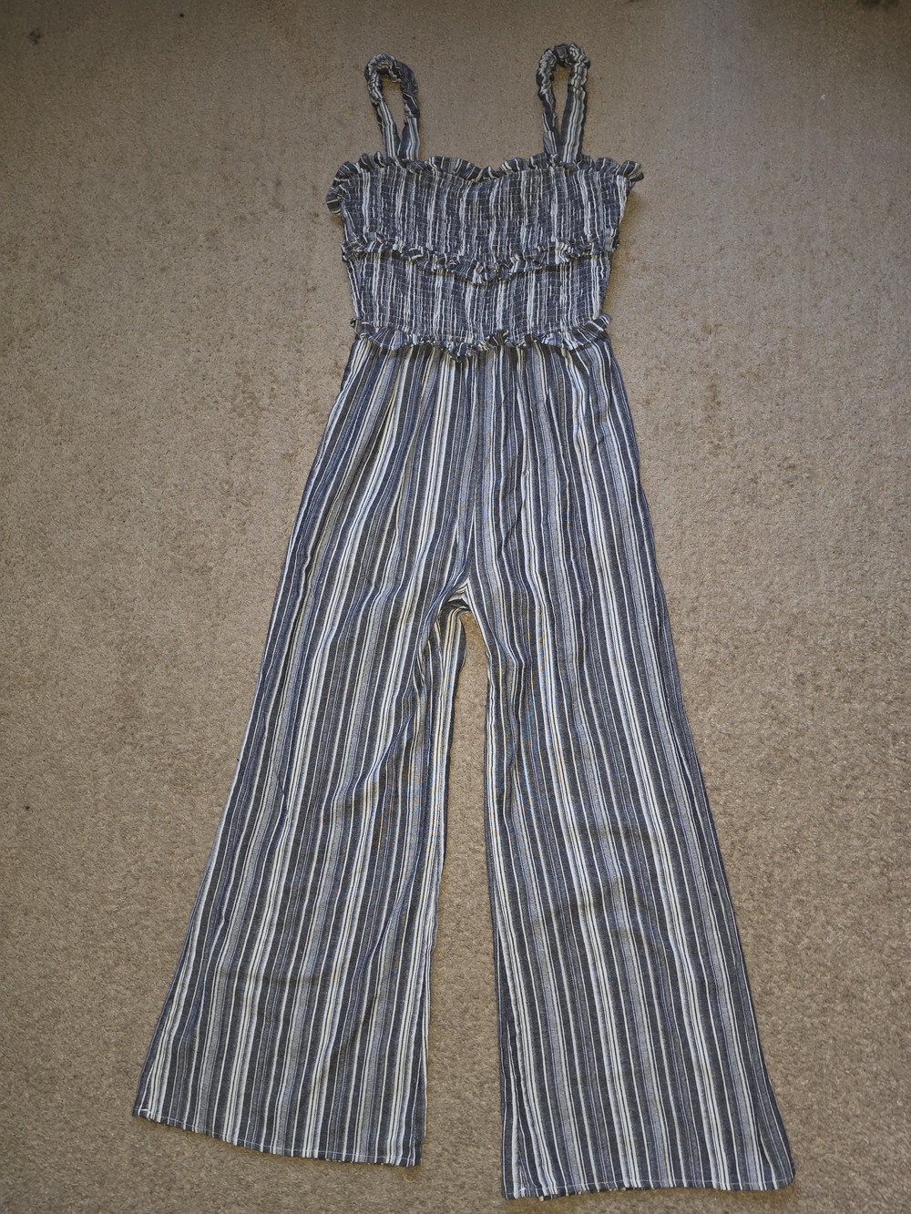 Storia Navy & White Striped Wide-Leg Jumpsuit
